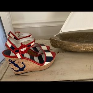 Dolce and Gabbama Nauitcal Patent Leather wedge